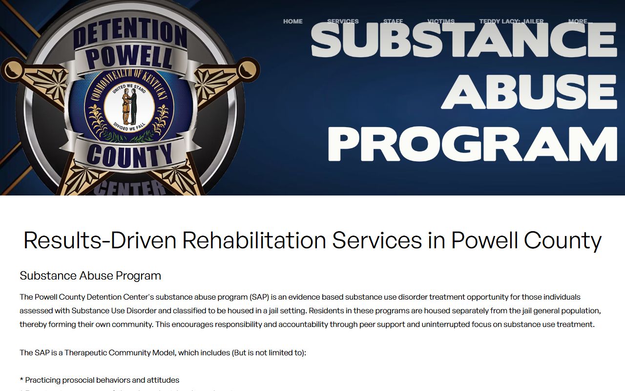 Powell RCC inmate program routing through PCDC substance abuse services