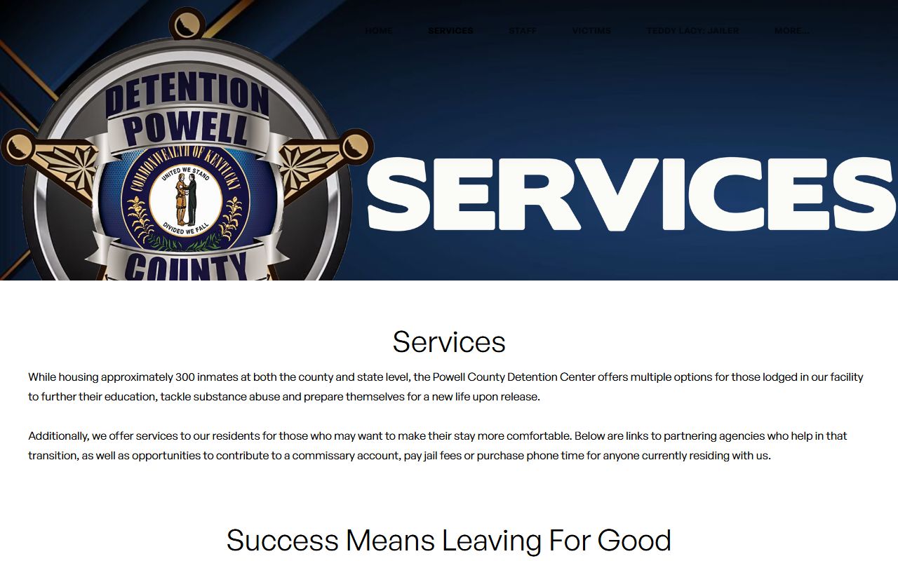 Powell County Detention Center inmate programs and services